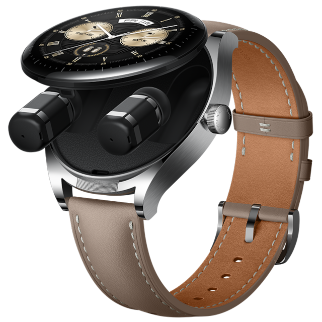 Este es el primer smartwatch de Huawei (Huawei Watch Buds) que integra unos audífonos TWS. Cuenta con un sistema magnético de última generación que permite colocar y retirar los audífonos de la cubierta del reloj desde cualquier ángulo. Ofrece funciones de seguimiento de la actividad física, monitoreo del sueño y notificaciones en tiempo real. (Foto: Huawei)