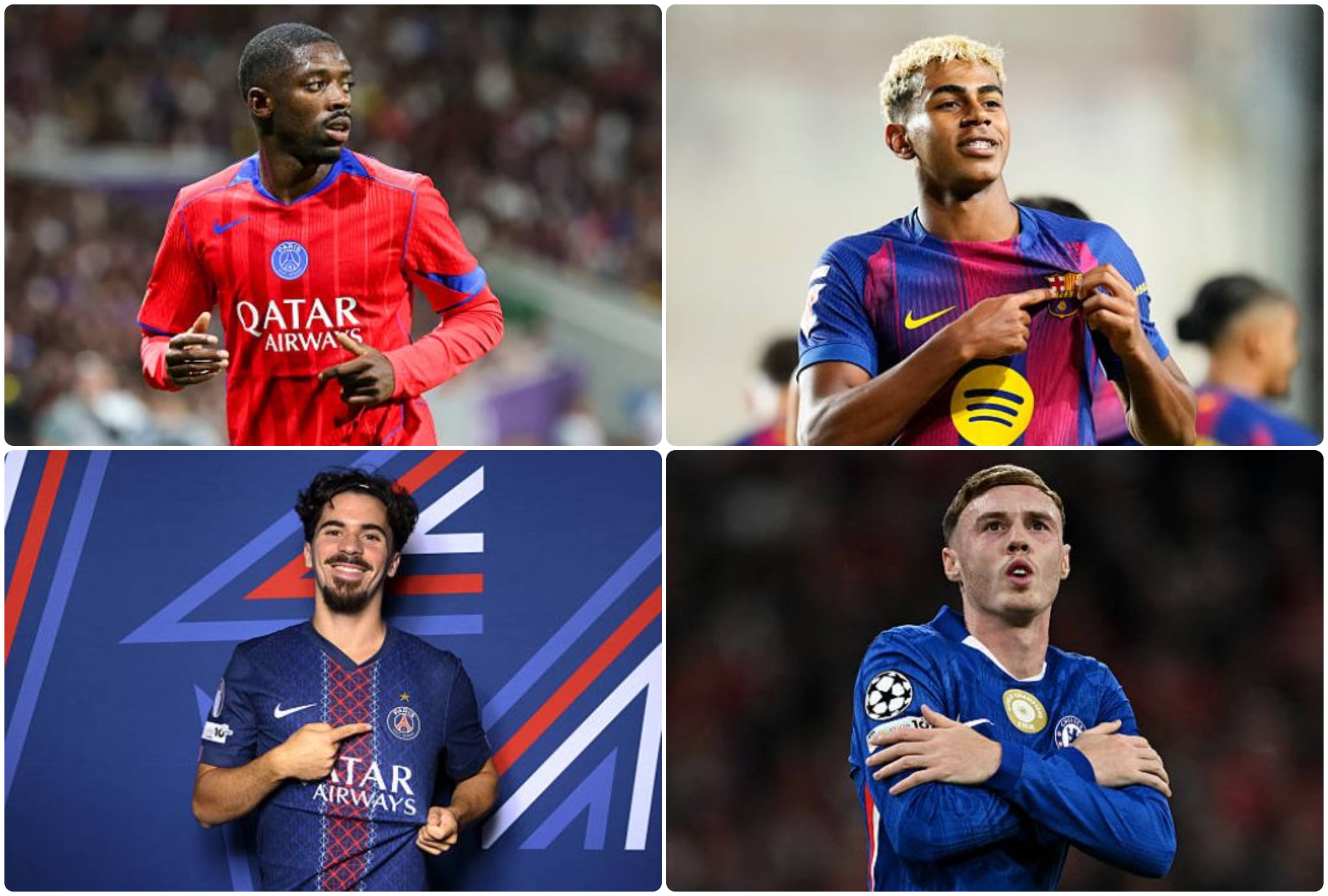 Ousmane Dembélé, Lamine Yamal, Vitinha y Cole Palmer destacan como los grandes favoritos al Balón de Oro 2025. (Foto: Getty Images)