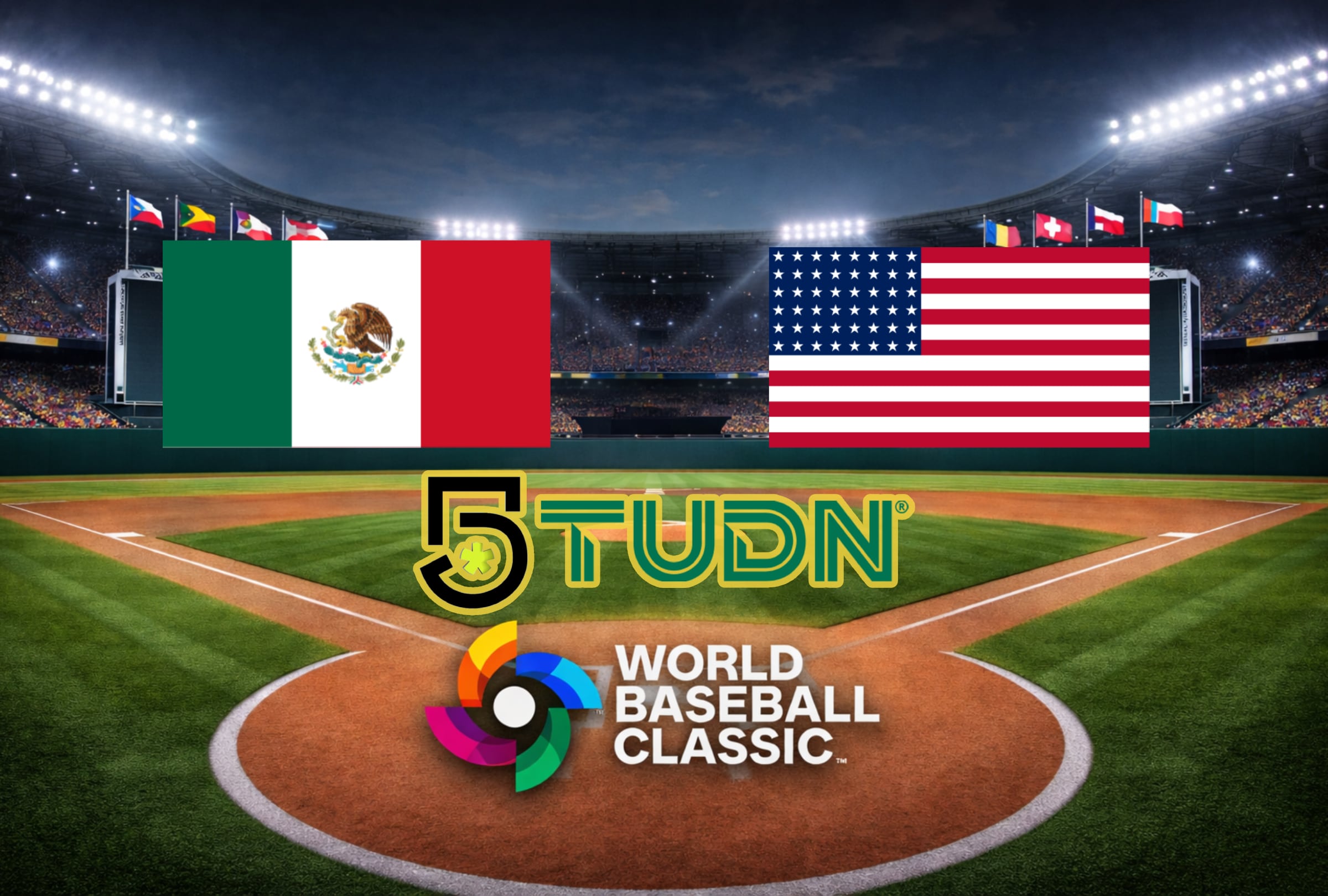 HOUSTON, TEXAS (ESTADOS UNIDOS), 09/03/2026.- Cobertura oficial de TUDN y Canal 5 EN VIVO GRATIS para ver el juego de México y Team USA este lunes 9 de marzo por la cuarta entrada del Grupo B en el Clásico Mundial de Béisbol 2026. FOTO DE NOÉ YACTAYO CREADO POR CHATGPT PARA MAG DE EL COMERCIO