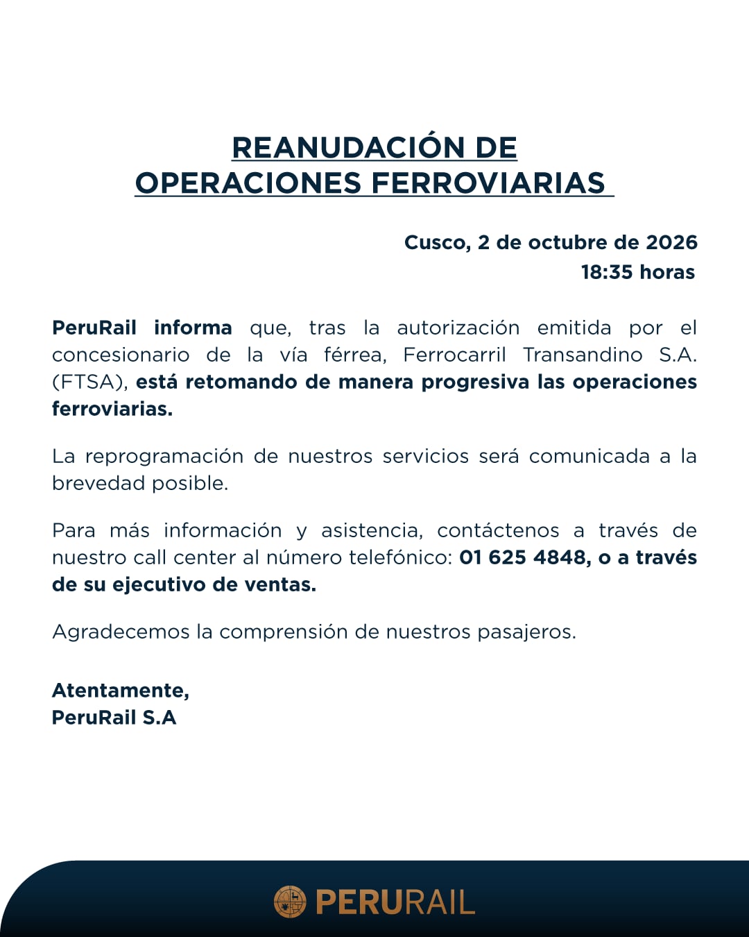 Reanudan operaciones ferroviarias. Foto: X.
