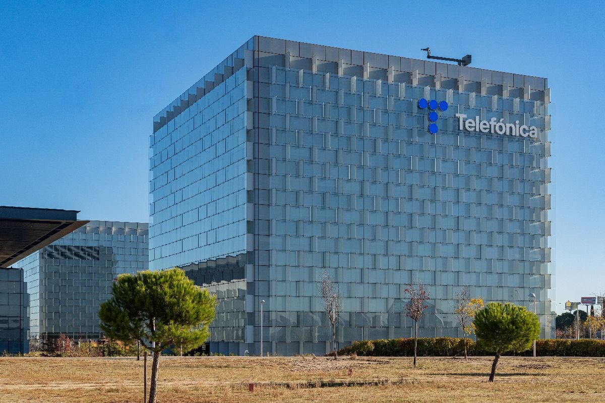 The Telefonica SA headquarters in Madrid, Spain, on Thursday, Nov. 27, 2025. Telefónica, Spains largest telecommunications company by revenue, plans to eliminate 6,088 jobs in the country as part of a sweeping cost-cutting drive.