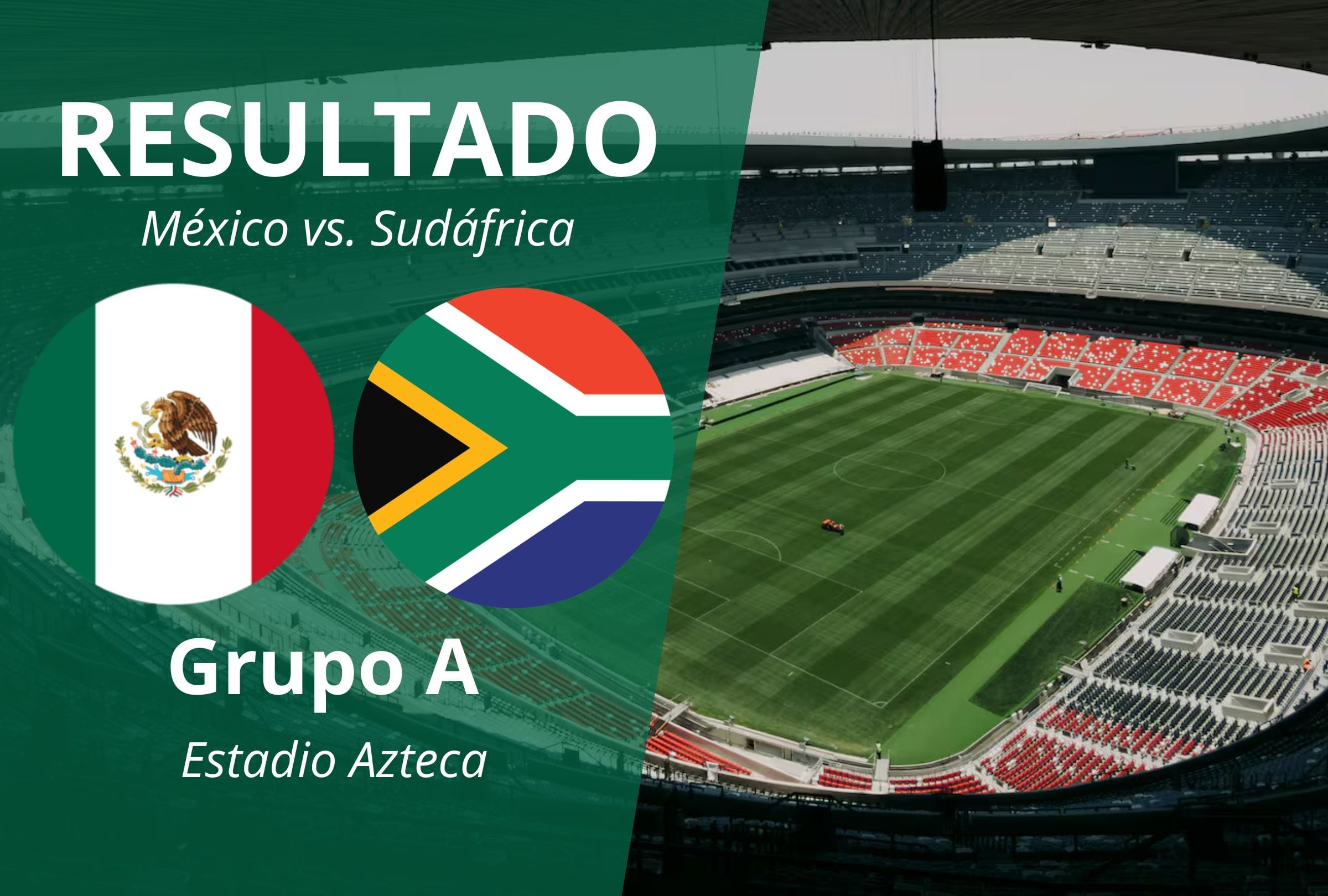 Conoce el resultado final del partido México vs. Sudáfrica por la primera fecha del grupo A de la Copa Mundial 2026 en el estadio Azteca. (Foto: Composición Mag)