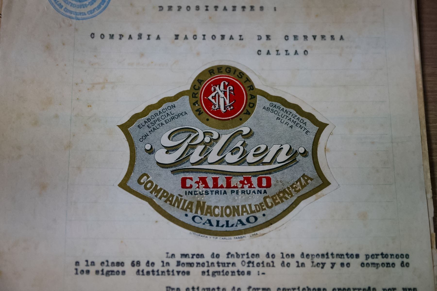 Registro histórico de la etiqueta de Pilsen Callao. (Foto: Andina)