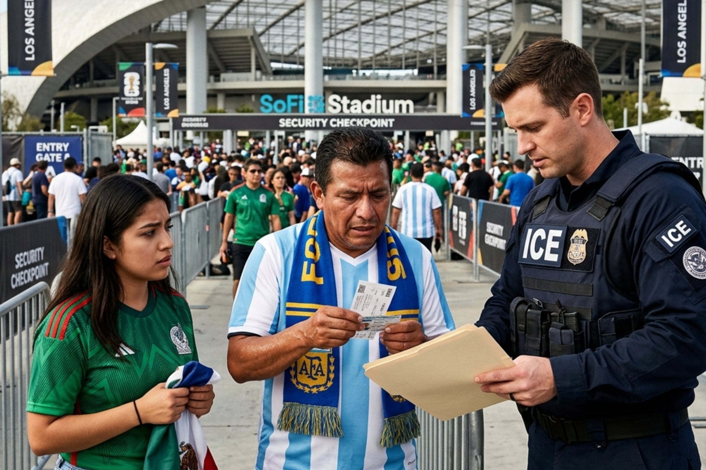 Los inmigrantes en Estados Unidos andan preocupados por el accionar de ICE durante el Mundial 2026 (Foto: Imagen creada por El Comercio MAG usando Gemini)