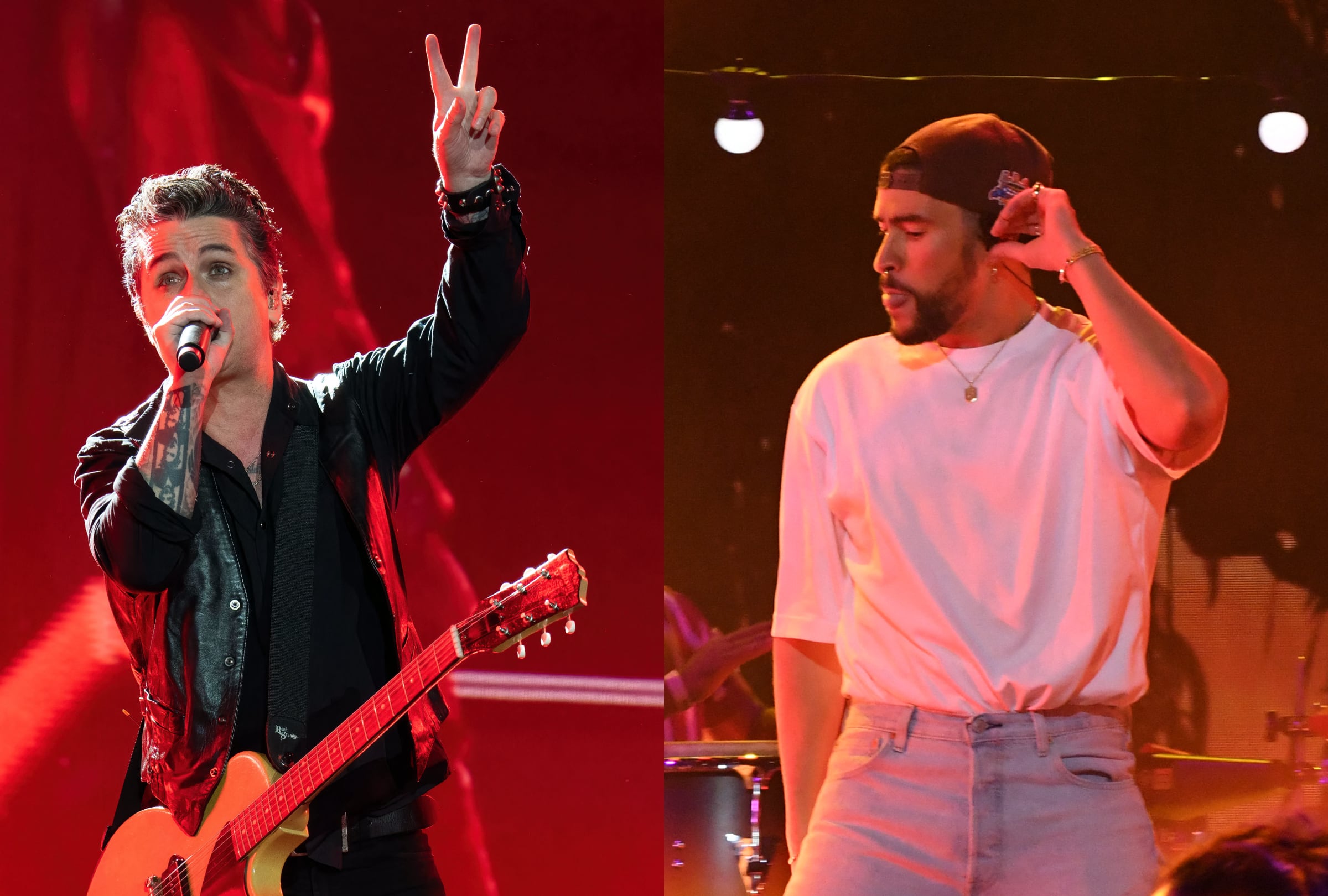 SANTA CLARA, CALIFORNIA (ESTADOS UNIDOS), 08/02/2026.- Estos son los horarios de diferentes países del mundo para ver el Halftime Show del Super Bowl 2026 este domingo 8 de febrero con las actuaciones de Bad Bunny y Green Day desde el Levi's Stadium de Santa Clara, California. FOTO DE SUZZANE CORDEIRO (I) Y VALERIE MACON (D) PARA AFP