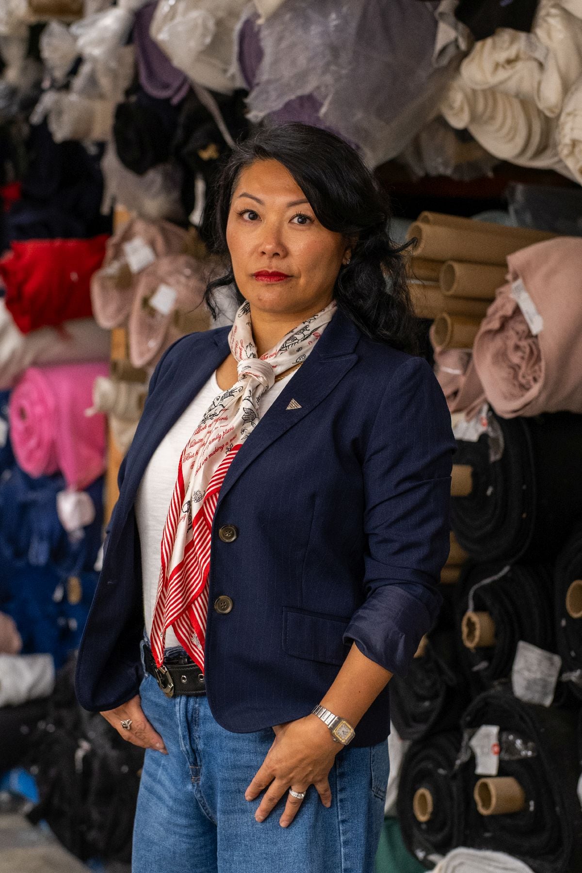 Kathy Cheng, copropietaria de Redwood Classics Apparel. Fotógrafo: Adetona Omokanye/Bloomberg.