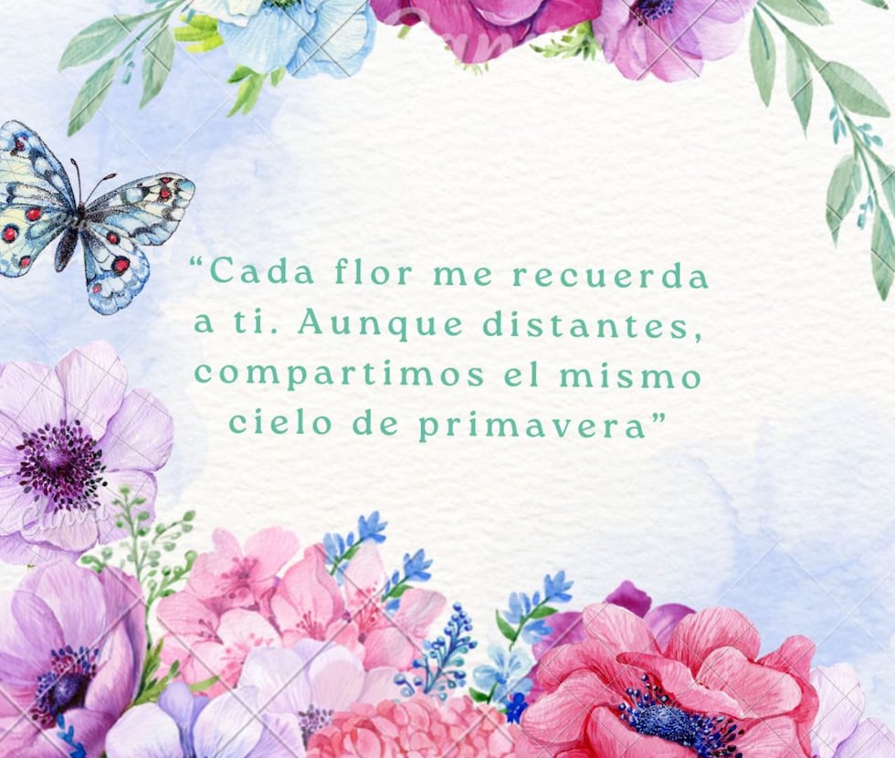 "Cada flor me recuerda a ti. Aunque distantes, compartimos el mismo cielo de primavera". (Foto: Composición Mix/Canva)