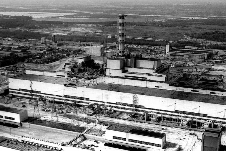 Una panorámica de la central de Chernobyl en 1986.
