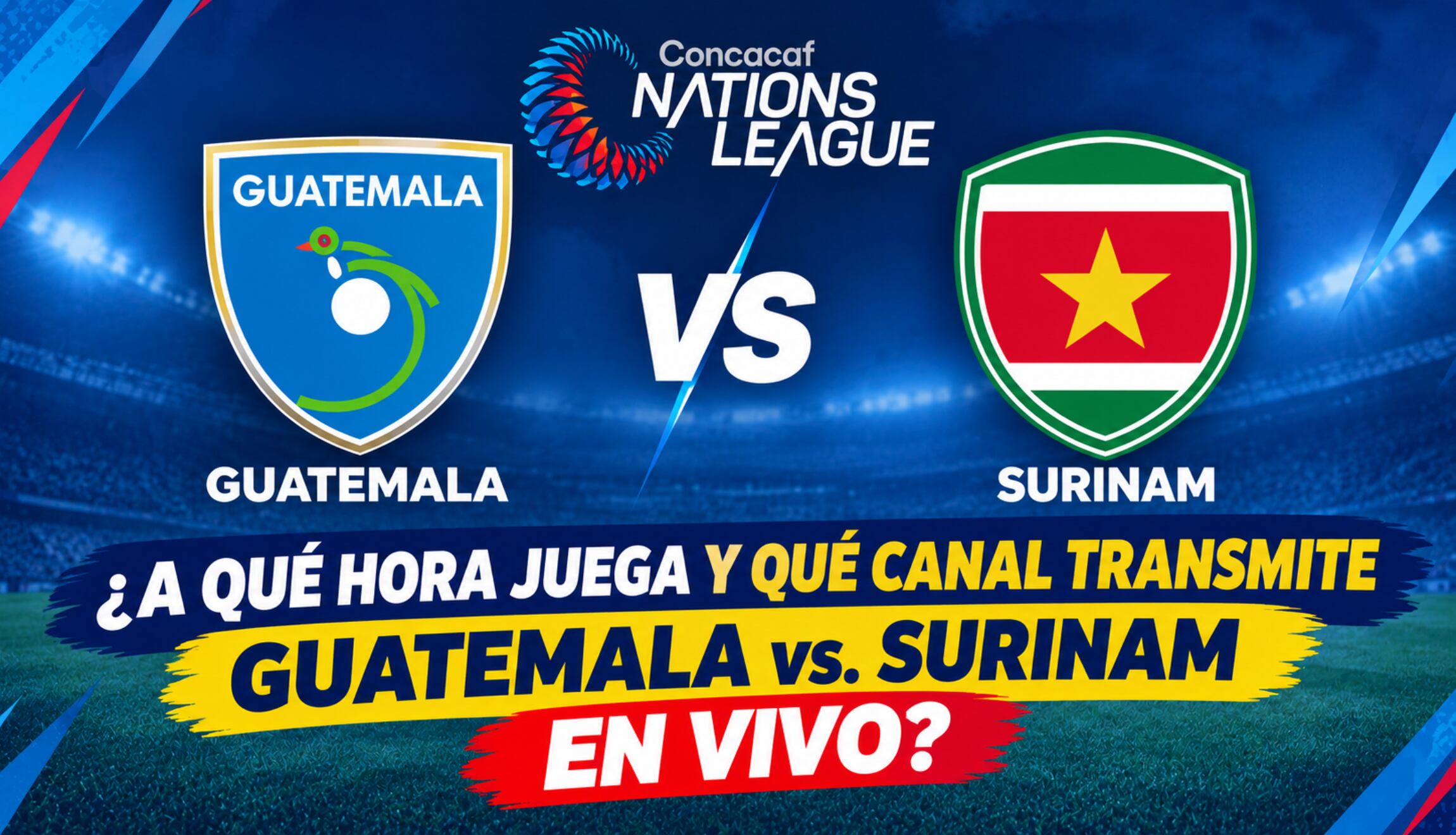 Consulta los horarios y canales de transmisión para ver el partido de Guatemala vs. Surinam en vivo y en directo, este viernes 2 de octubre, por la Concacaf Nations League. (Foto: Imagen creada por Gestión Mix utilizando la IA de Chat GPT)