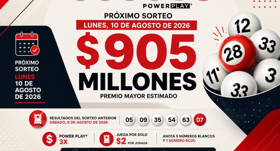 Powerball resultados de hoy, lunes 10 de agosto: números ganadores del sorteo por $905 millones en Estados Unidos