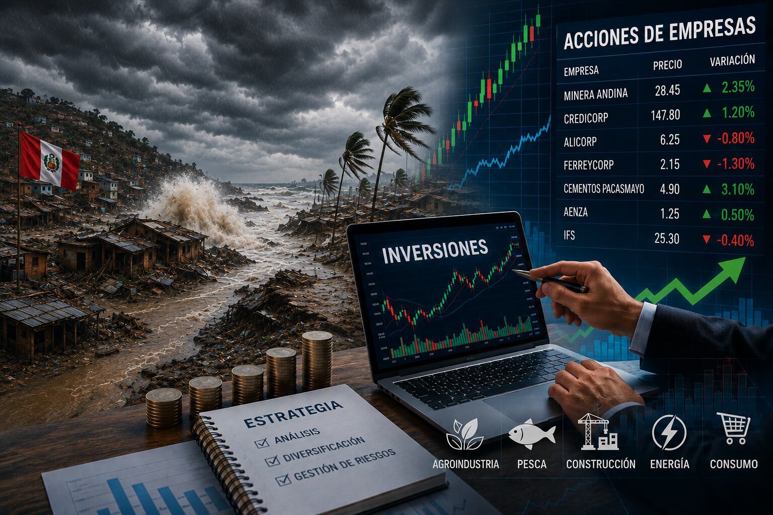Impacto del Fenómeno El Niño en las acciones. (Foto: imagen creada con ChatGpt)