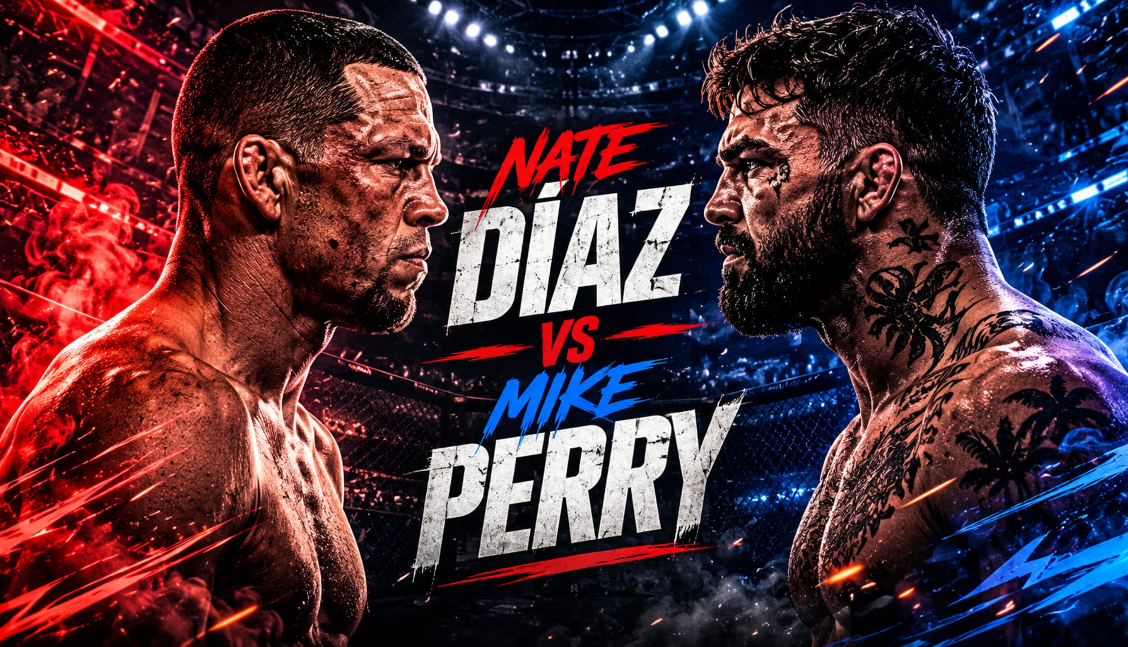 Mira los horarios y canales que pasan la pelea de Nate Díaz vs. Mike Perry por evento de MMA, este sábado 16 de mayo, desde el Intuit Dome de Inglewood. (Foto: Imagen creada por Gestión Mix utilizando la IA de Chat GPT)