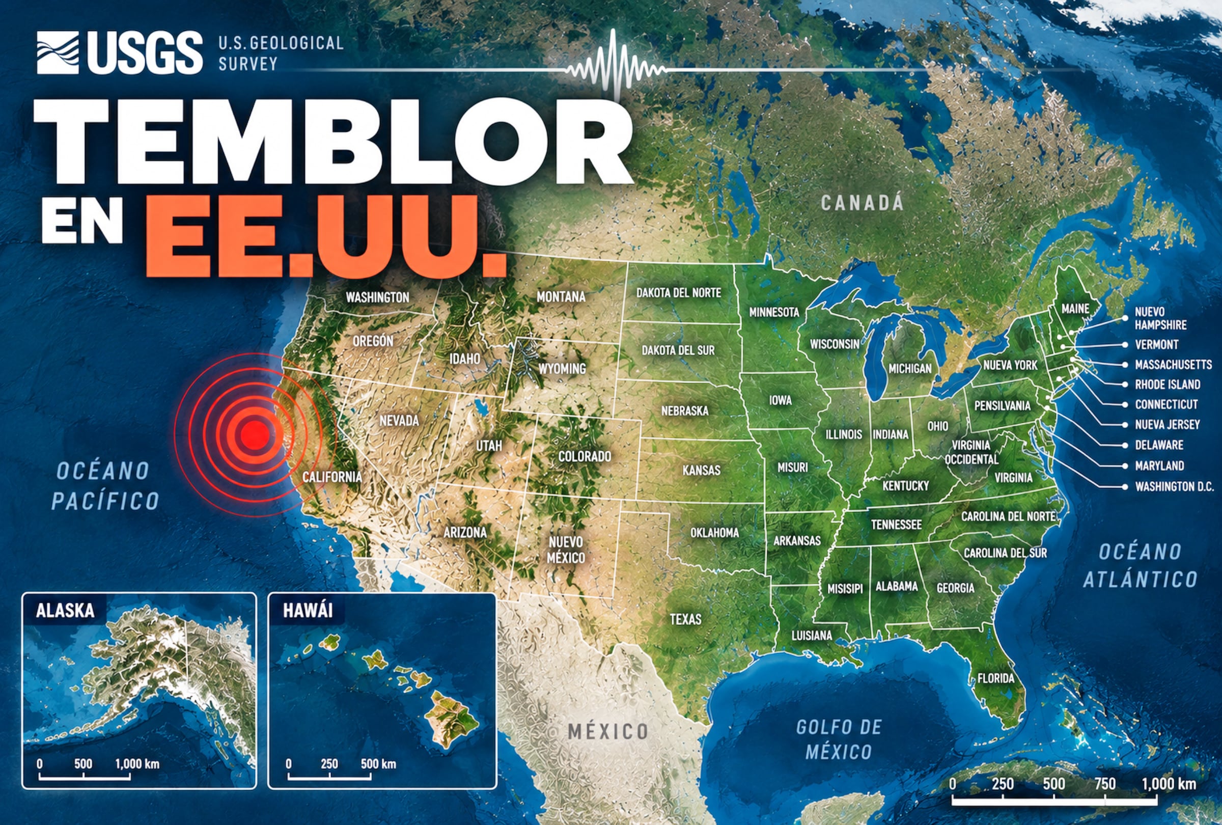 Temblor en Estados Unidos EN VIVO hoy, miércoles 21 de octubre 2026: magnitud, hora exacta y dónde fue el epicentro del último sismo vía el USGS