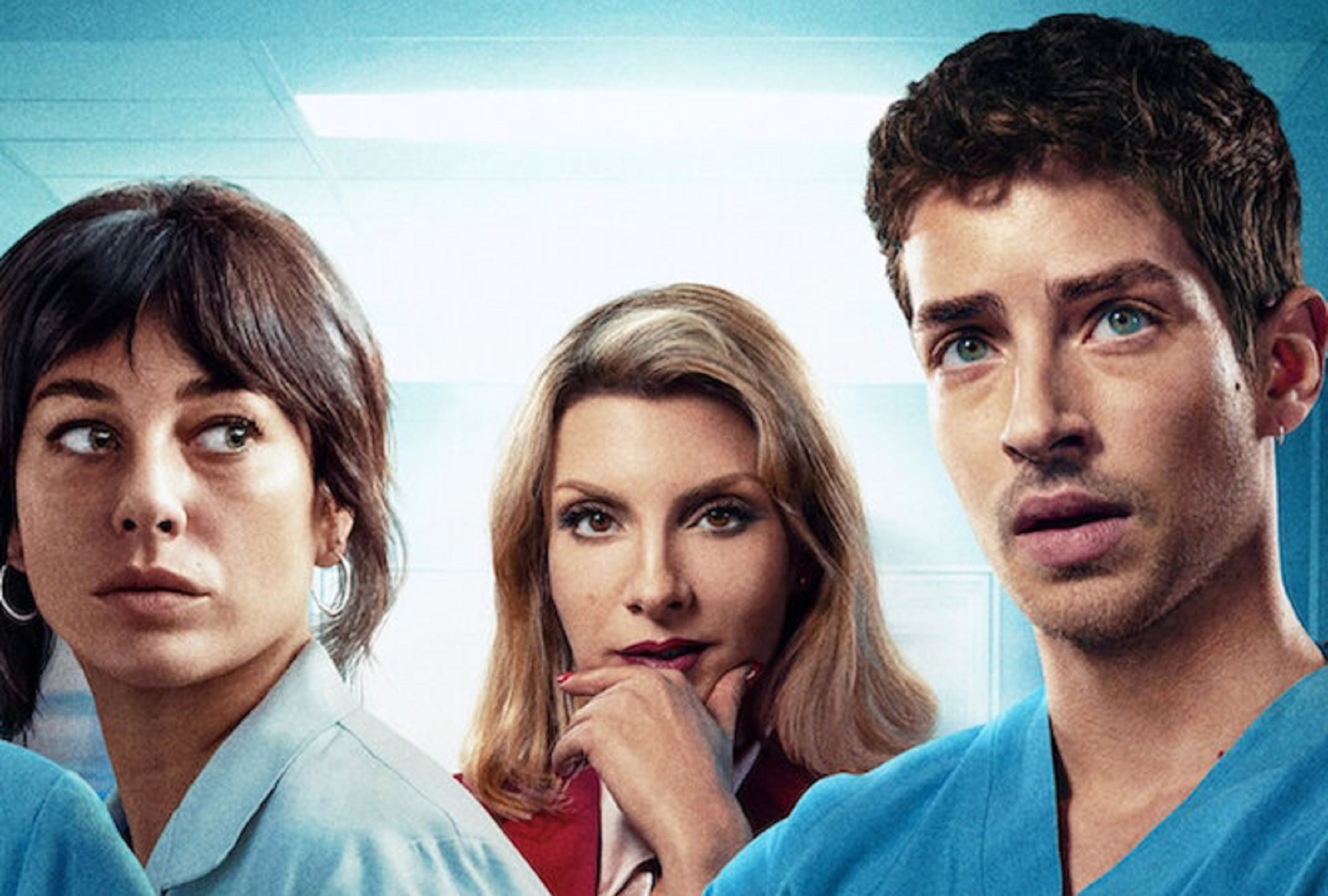 Jésica Donoso (Blanca Suárez), Patricia Segura (Najwa Nimri) y Biel de Felipe (Manu Ríos) en la serie española "Respira" (Foto: Netflix)
