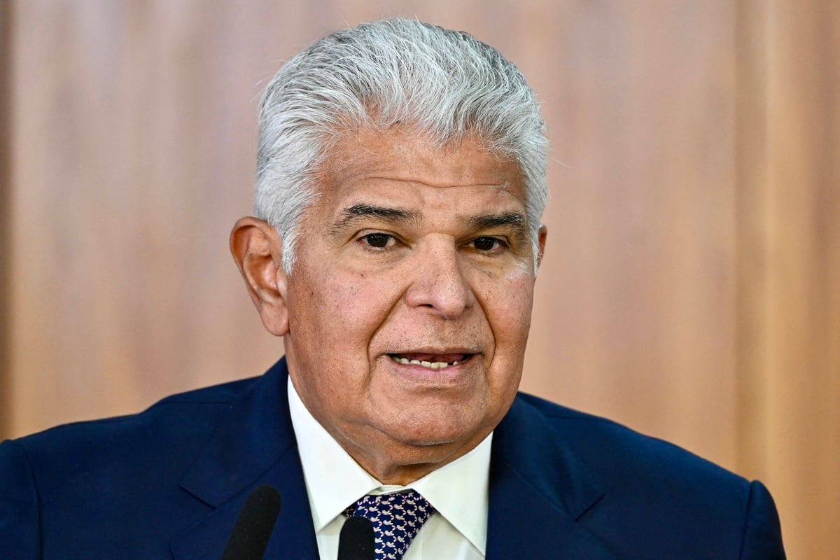 El presidente de Panamá, José Raúl Mulino, en el Palacio de Planalto en Brasilia, el 28 de agosto de 2025. (EVARISTO SA / AFP)