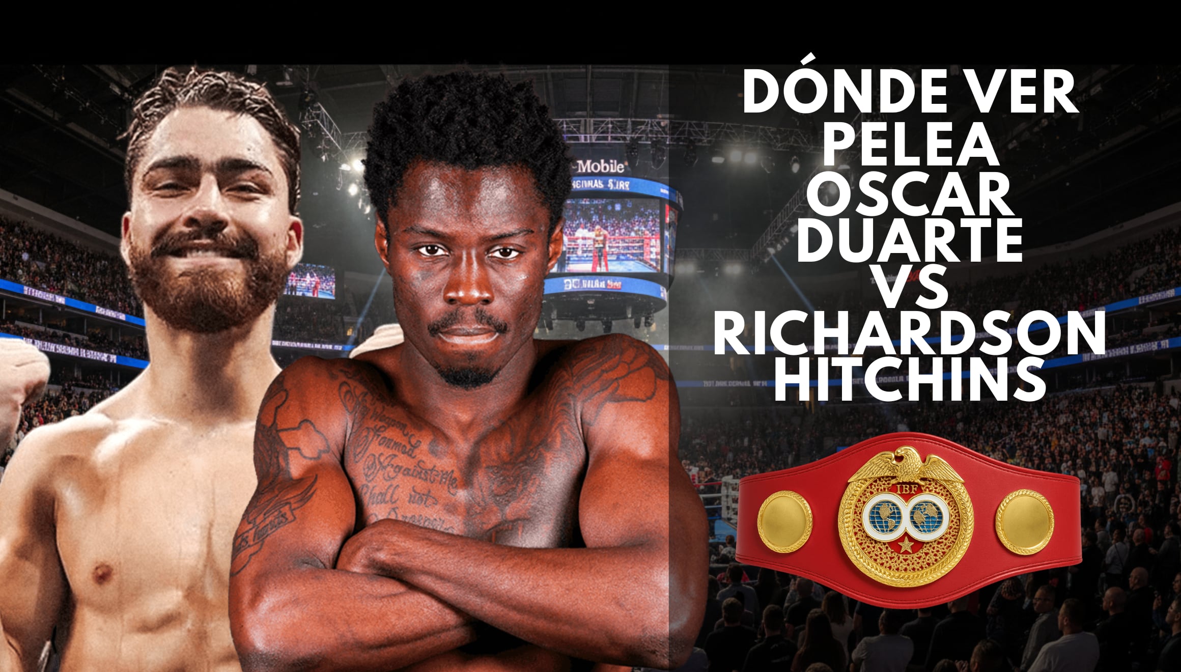 Óscar Duarte y Richardson Hitchins se ven las caras en una pelea imperdible de boxeo. Mira los horarios y canales para ver el combate en vivo por The Ring este fin de semana. ¡No te pierdas la acción de esta gran función! | Crédito: Imagen creada por Gestión Mix usando la IA de Gemini / ringmagazine.com