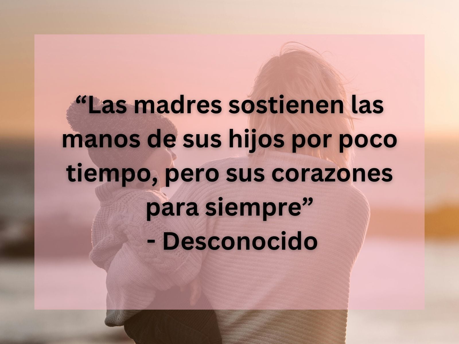 “Las madres sostienen las manos de sus hijos por poco tiempo, pero sus corazones para siempre” - Desconocido | Foto de Taryn Elliott en Pexels / Composición Mix