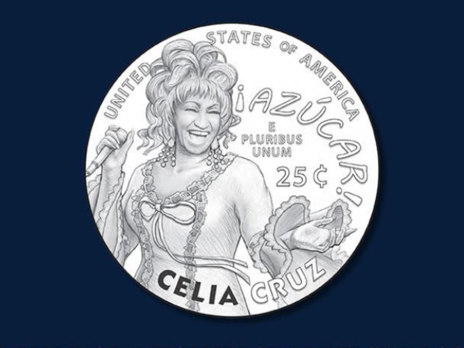La cantante Celia Cruz ha sido inmortalizada en una serie de monedas de 25 centavos en Estados Unidos (Foto: Casa de la Moneda de los Estados Unidos)