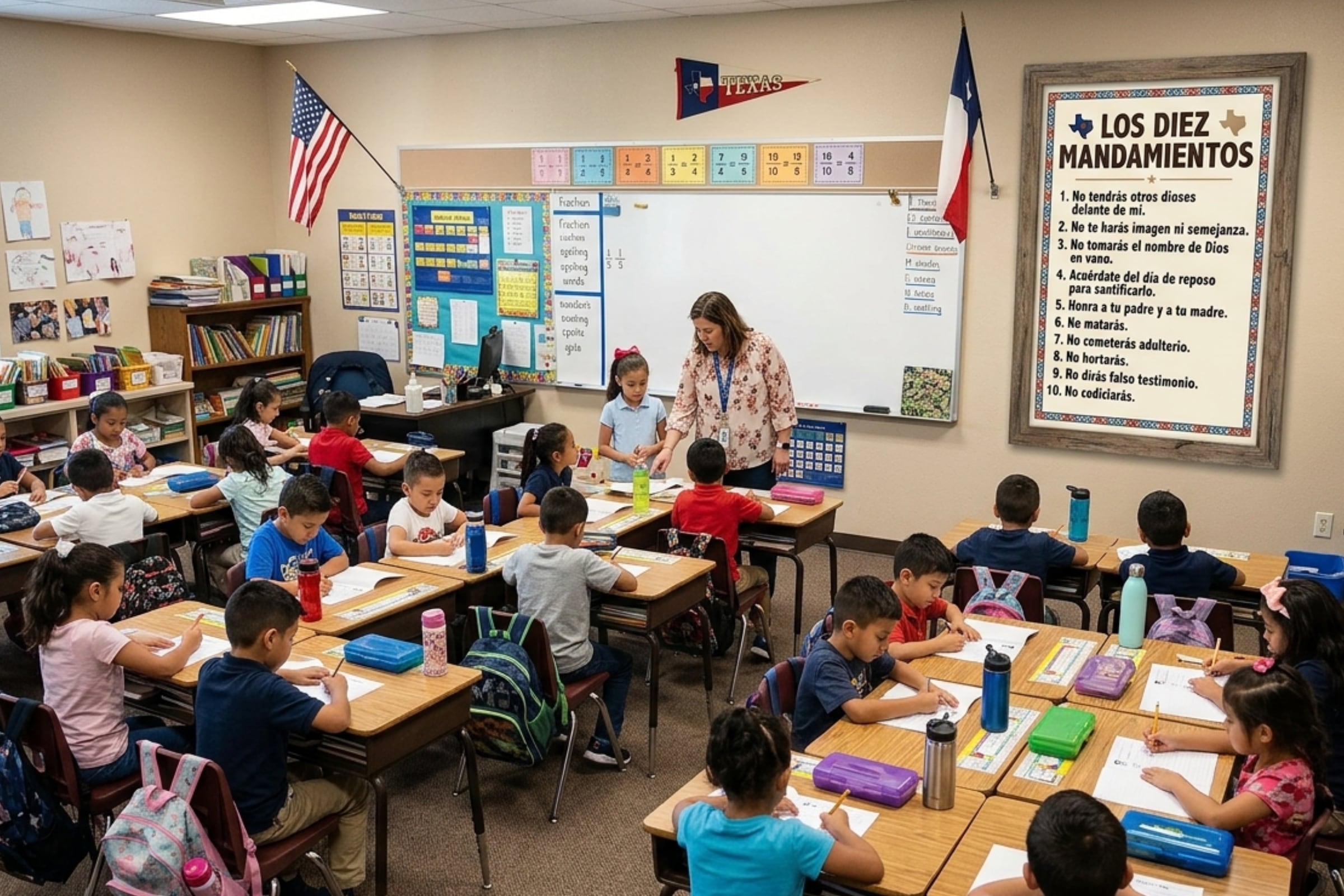 Desde ahora, toda escuela pública de Texas deberá colocar un cartel de los 10 mandamientos en una zona visible del aula. (Crédito: Imagen creada por El Comercio MAG usando Gemini)