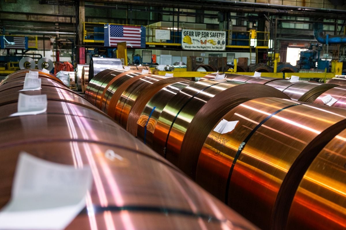 Rolls of copper sheets at Revere Copper Products in Rome, New York, US, on Wednesday, Aug. 6, 2025. US President Donald Trump went ahead with 50% tariffs on copper imports but exempted refined metals, which are the mainstay of international trading. Photographer: Lauren Petracca/Bloomberg