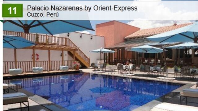 Hotel peruano Palacio Nazarenas es el 11 mejor del mundo