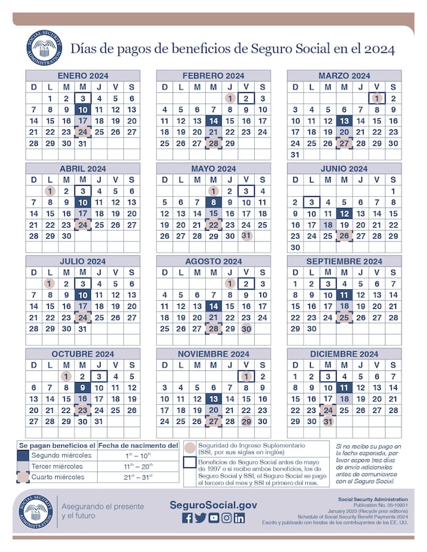 Calendario de pagos del 2024 (Foto: SSA)