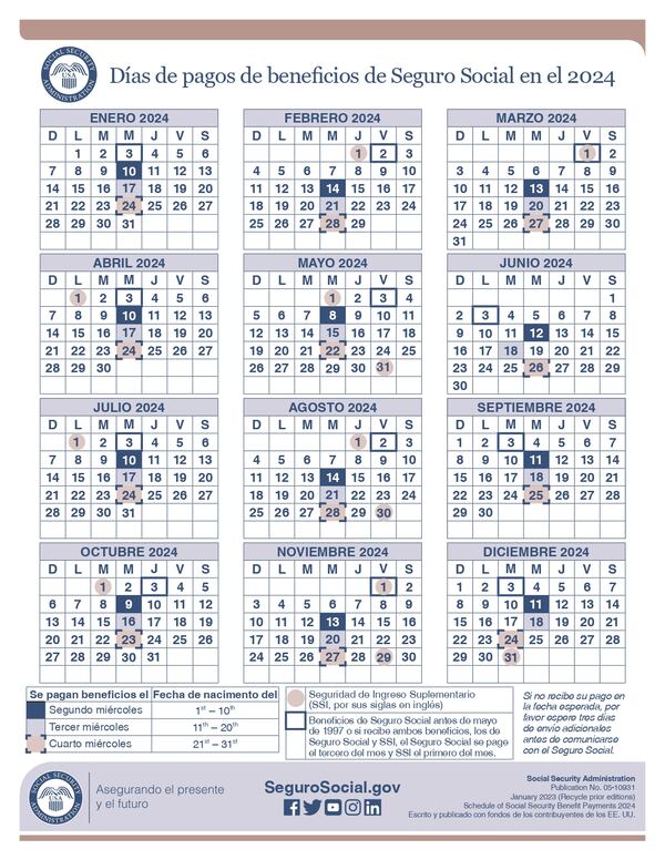 Calendario de pagos para los beneficiarios de la SSI en 2024 (Foto: SSA)
