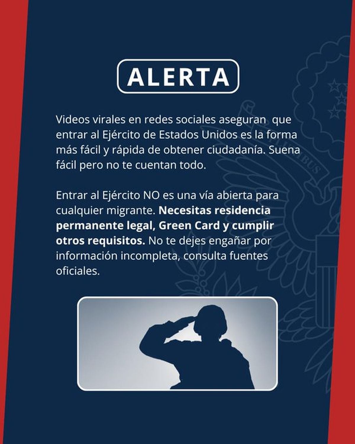 El boom de videos que venden al Ejército como puerta de entrada a Estados Unidos llevó a la embajada a aclarar que no se puede usar el alistamiento ni para obtener una visa ni para cruzar el país (Foto: Embajada de Estados Unidos en México / X)