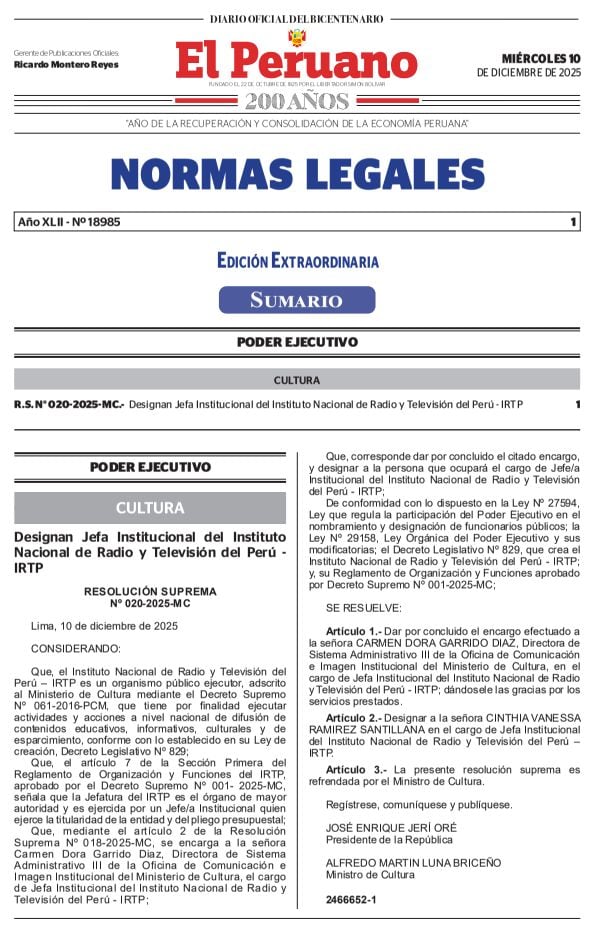 Gobierno designa a nueva jefa del IRTP.