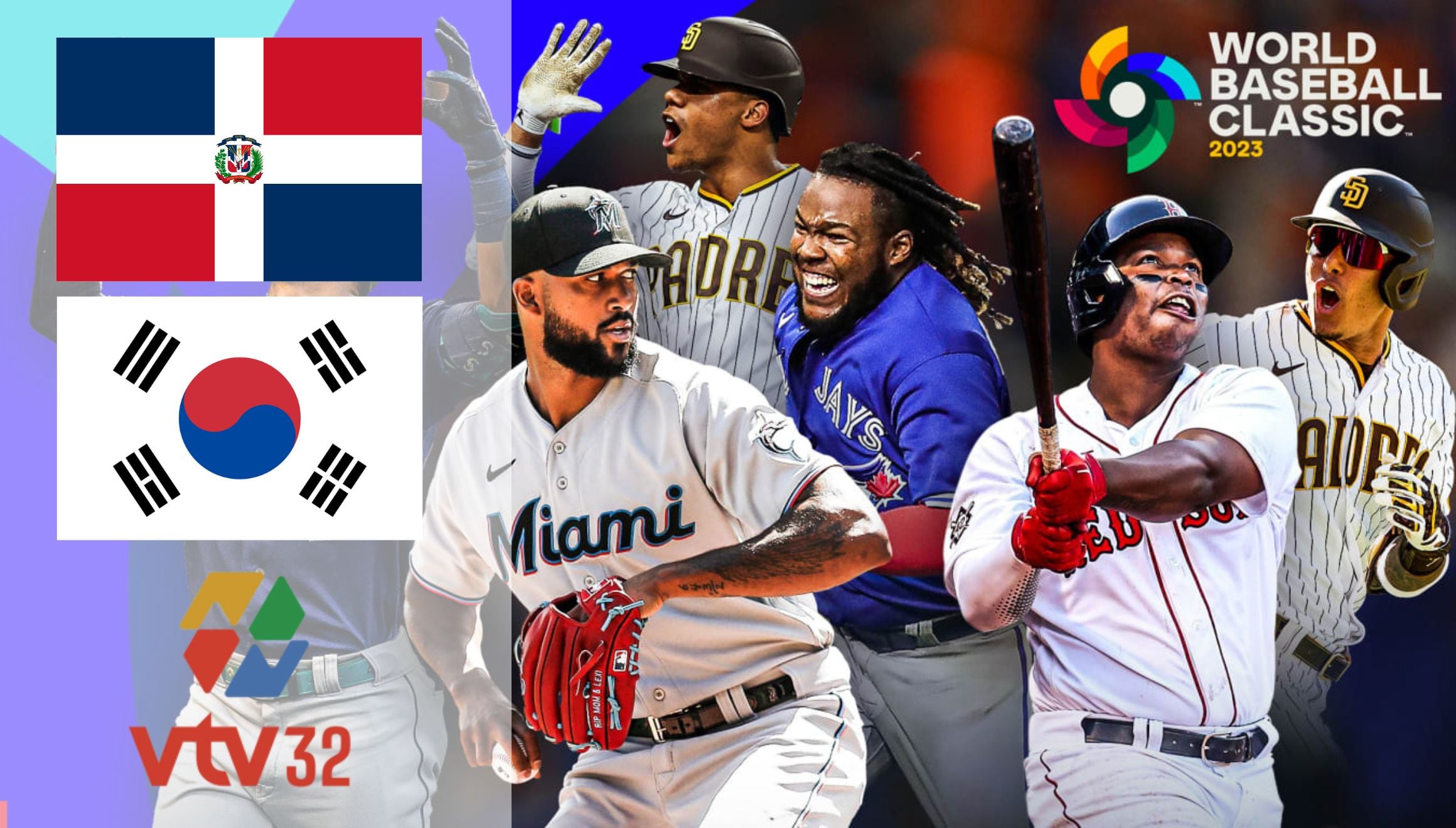 Todo el público dominicano sigue la transmisión de VTV 32 para ver República Dominicana vs. Corea del Sur EN VIVO por cuartos de final del Clásico Mundial de Béisbol 2026. (Foto: MLB / Composición Gestión Mix)