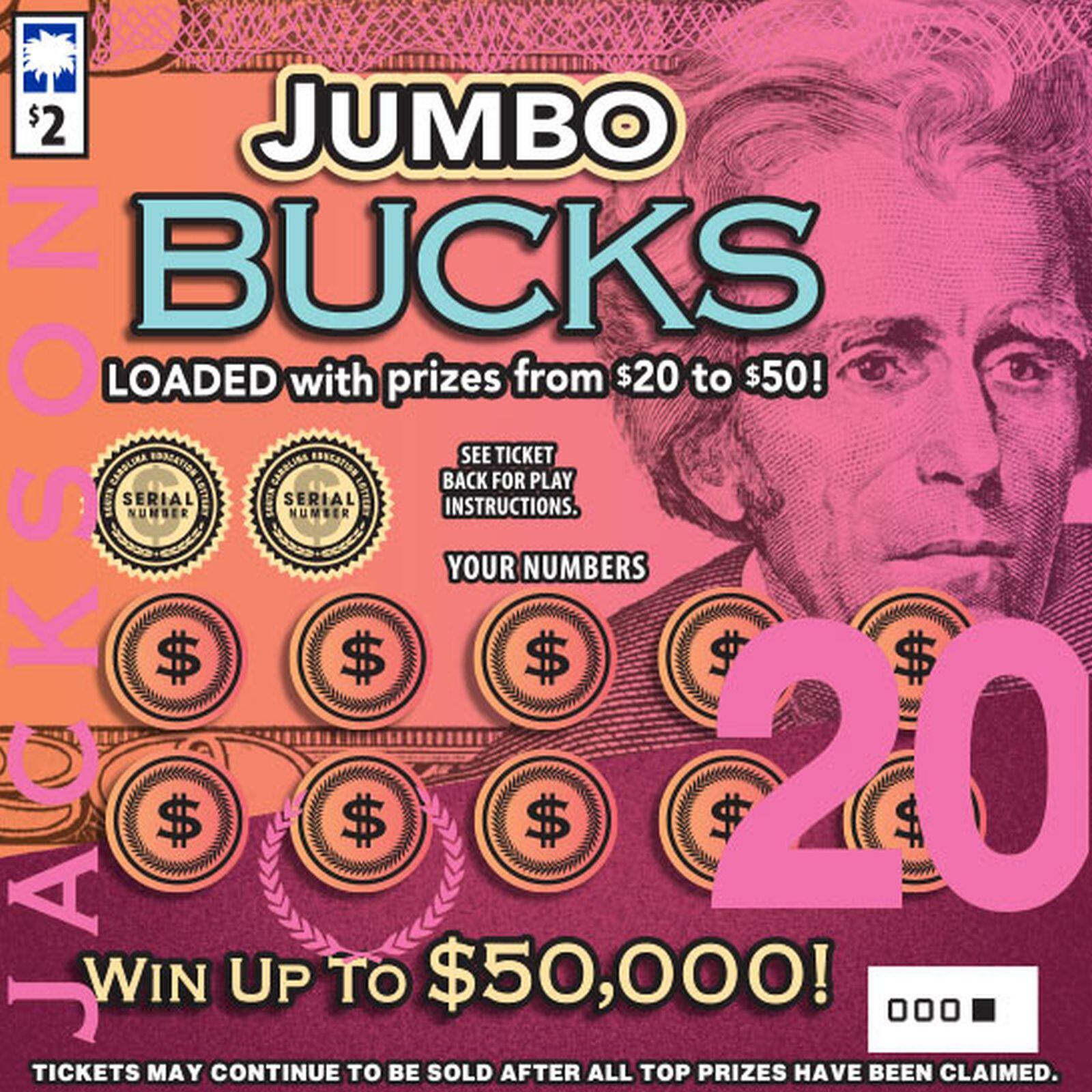 El raspadito Jumbo Buscks le dio suerte a una mujer de Midlands (Foto: Lotería de Carolina del Sur)