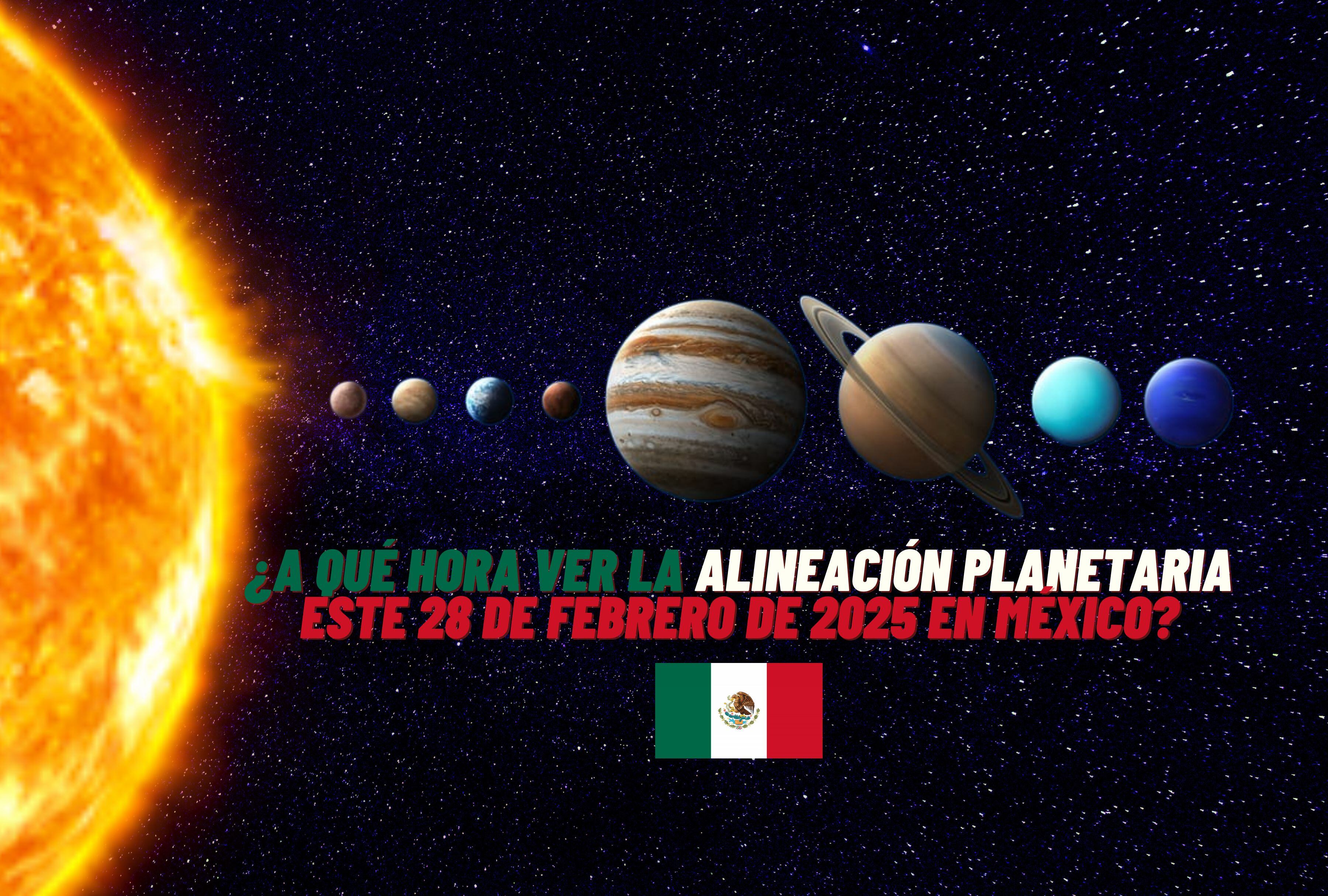 Mira la hora exacta para disfrutar de la alineación planetaria en México este 28 de febrero. | Crédito: starwalk.space / Composición Mag