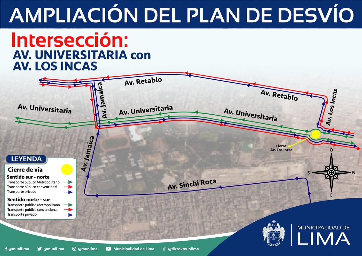 Ampliación de desvío vehicular por obras de ampliación del Metropolitano.
