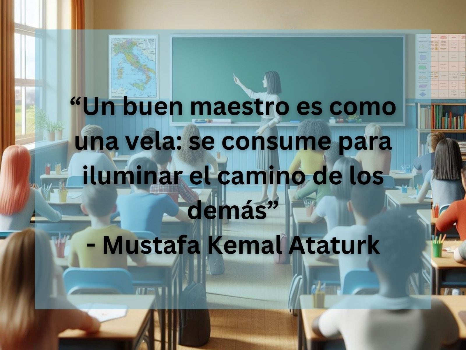 "Un buen maestro es como una vela: se consume para iluminar el camino de los demás" - Mustafa Kemal Ataturk | Imagen de Sibillino en Pixabay / Composición Mix