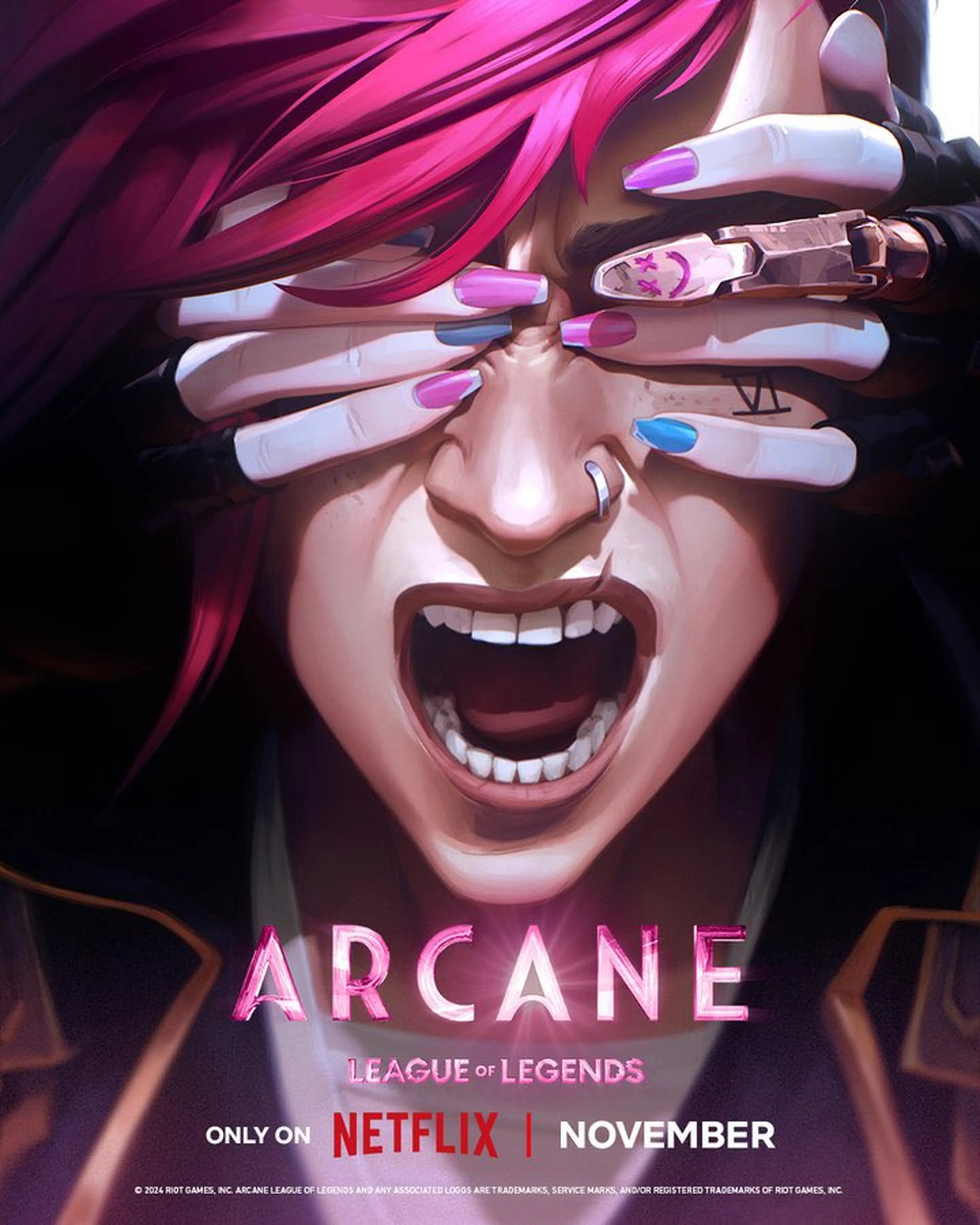 El grito de Vi es el protagonista de uno de los pósters de la serie animada "Arcane" (Foto: Netflix)