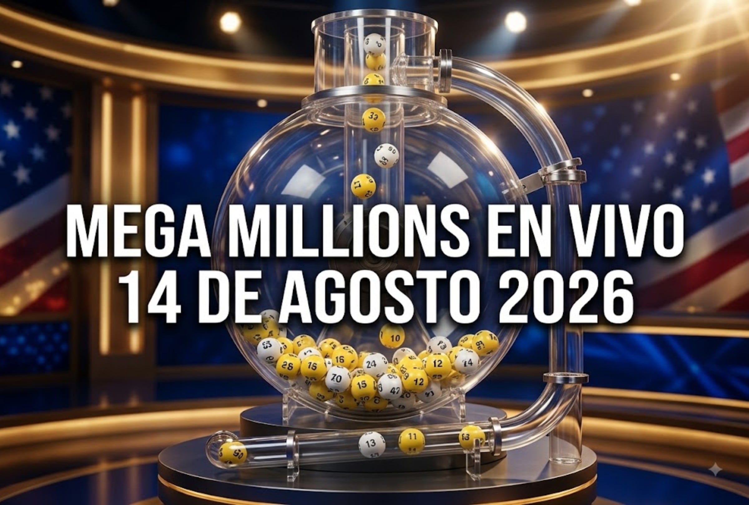 Consulta los números ganadores del Mega Millions del viernes 14 de agosto de 2026. La lotería de Estados Unidos contó con un premio mayor de 90 millones de dólares y aquí te dejo los resultados completos. | Imagen creada por El Comercio MAG utilizando la IA de Gemini / Composición GEC.