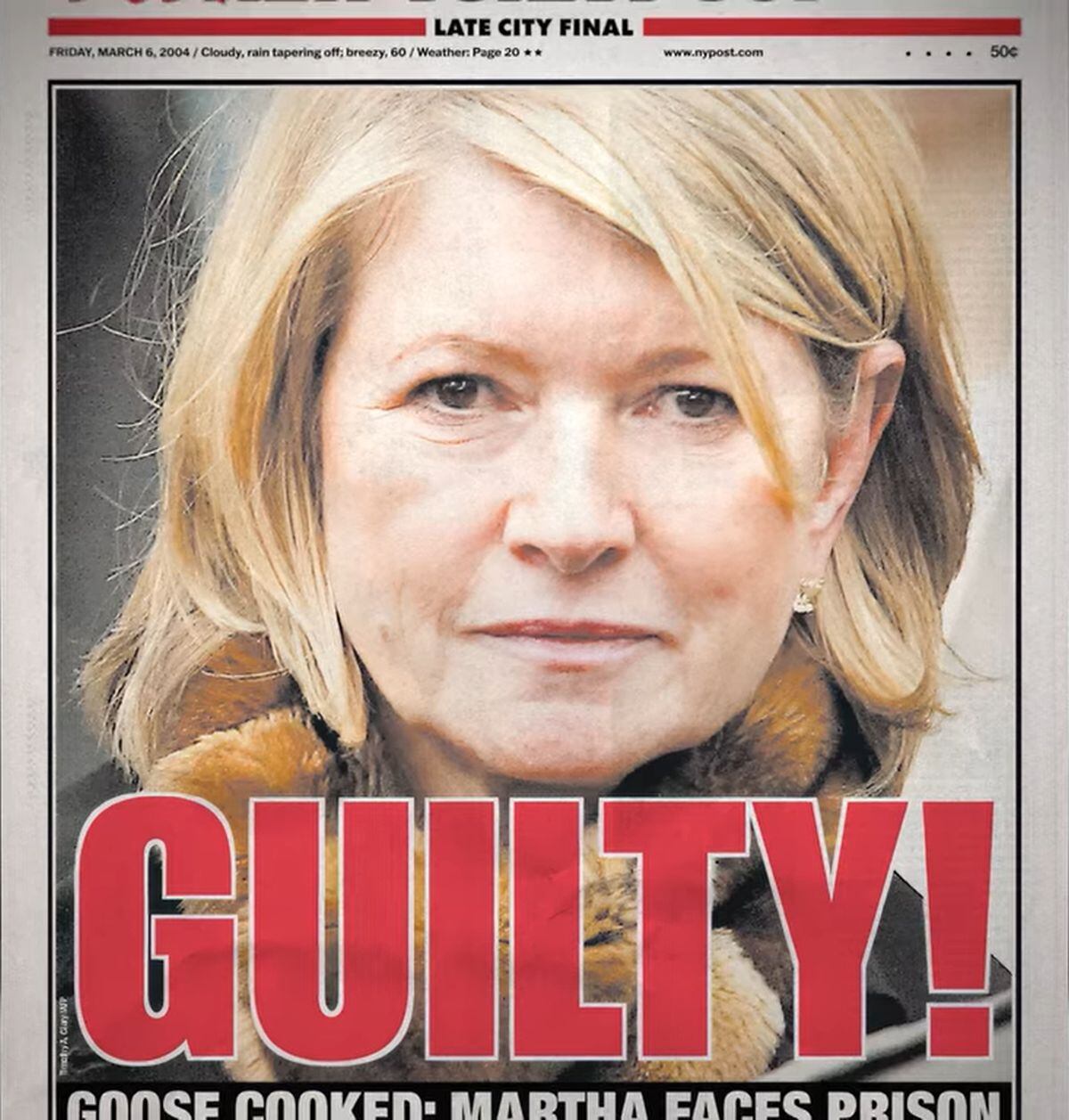 Cuando Martha Stewart se convirtió en la portada de periódicos cuando anunciaron que era culpable de algunos delitos (Foto: Netflix)