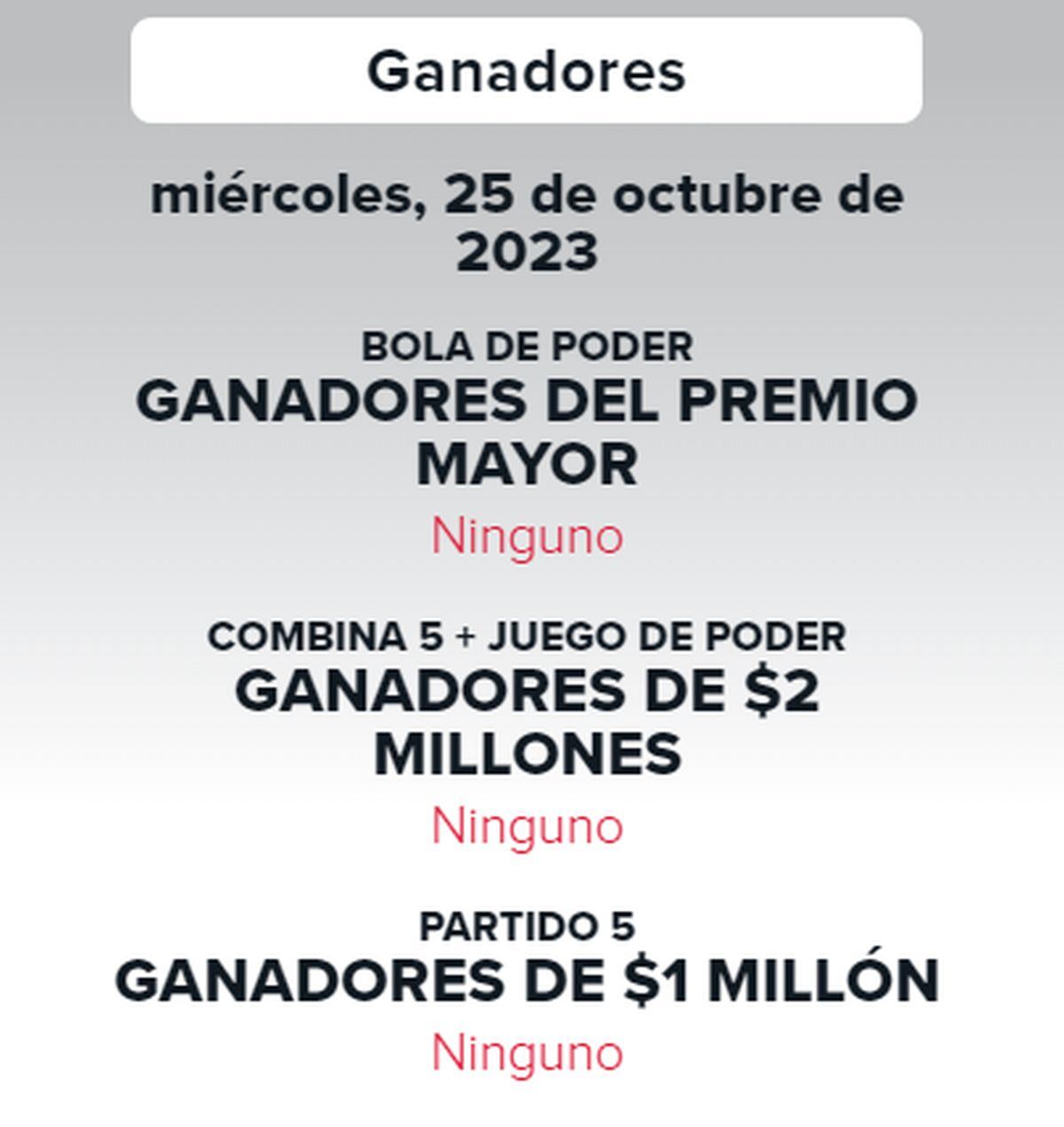 No hubo ganadores del premio mayor el 25 de octubre (Foto: Powerball)