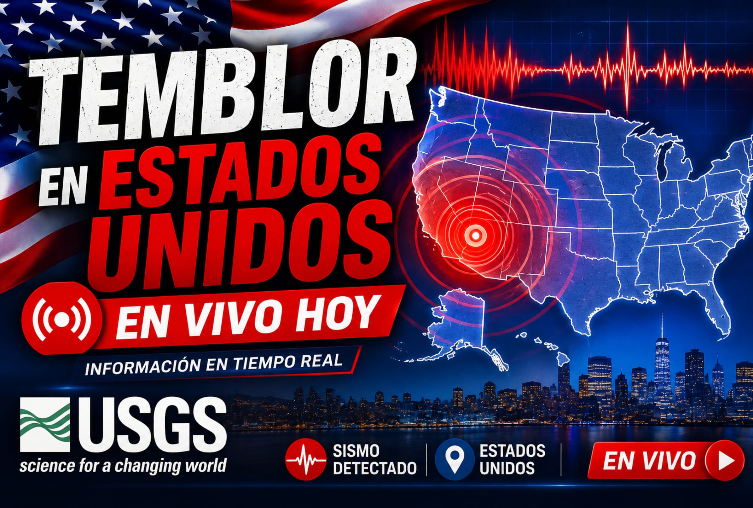 Consulta cuál fue el último temblor en Estados Unidos para este lunes 31 de agosto de 2026, con el reporte completo del USGS sobre el epicentro y magnitud del sismo. (Foto: Imagen creada por El Comercio MAG utilizando la IA de Chat GPT)