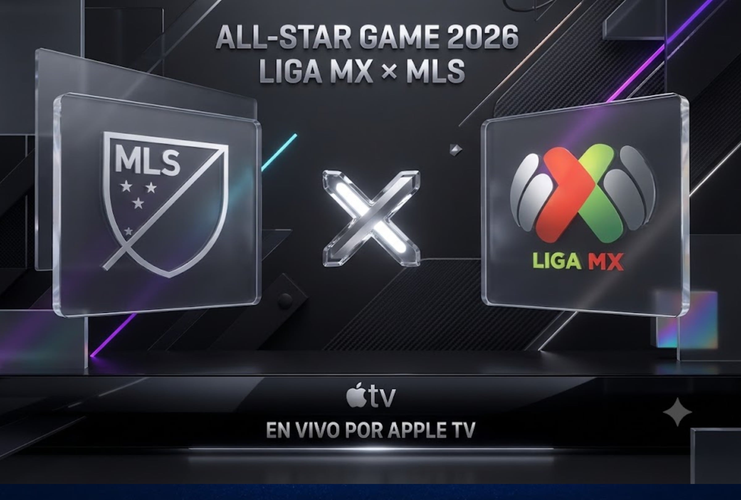 CHARLOTTE, CAROLINA DEL NORTE, (ESTADOS UNIDOS), 29/07/2026.- Apple TV transmitirá EN VIVO el partido entre MLS vs. Liga MX por All-Star Game 2026 que se realizará en Bank of America Stadium de Charlotte, Carolina del Norte, Estados Unidos. FOTO: Imagen creada por Gemini.