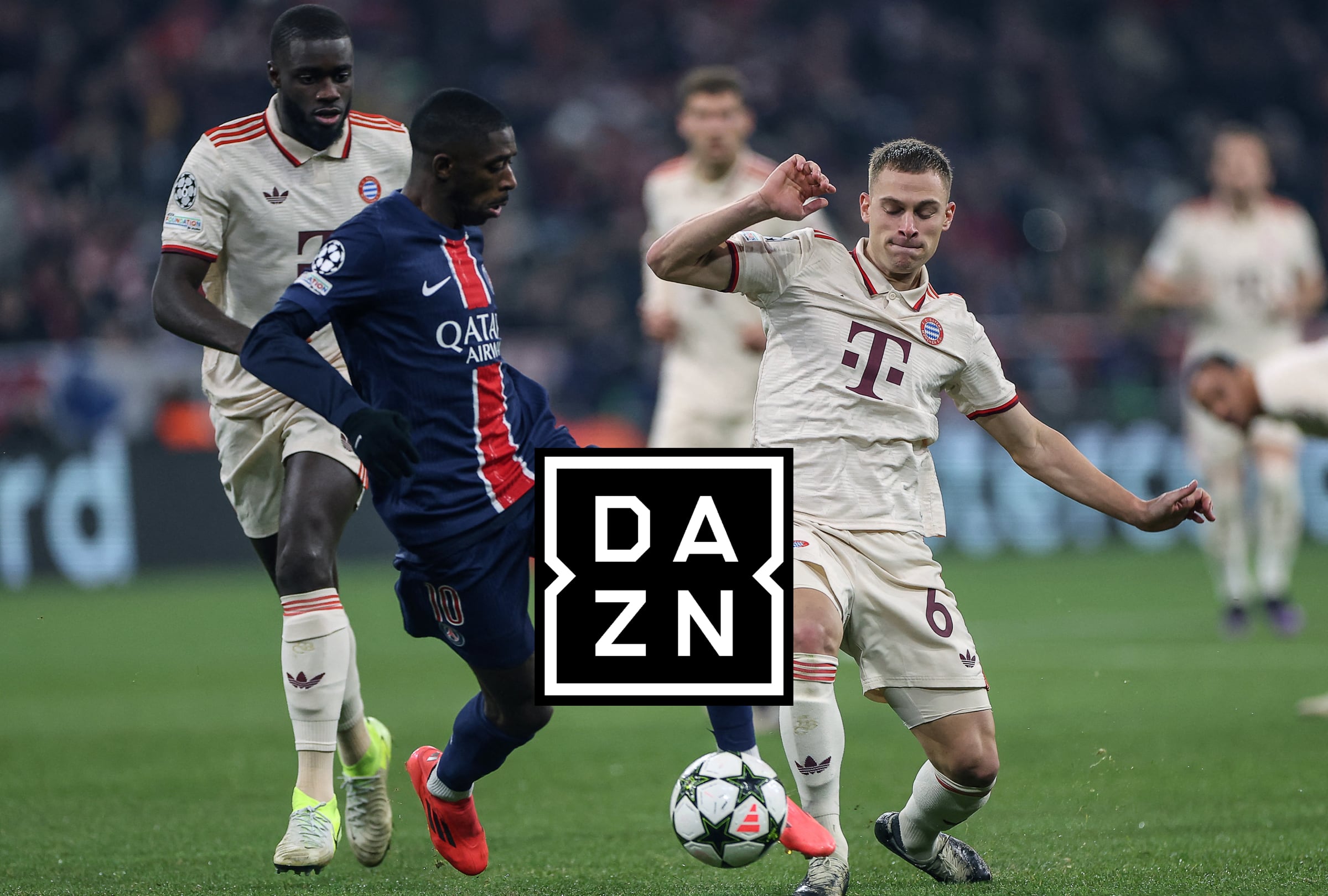 PARÍS (FRANCIA), 28/04/2026.- Cobertura oficial de DAZN EN VIVO EN DIRECTO para mirar el partido entre PSG y Bayern Múnich este martes 28 de abril por la ida de la semifinal de la UEFA Champions League 2026 desde el estadio Parque de los Príncipes de París, Francia. FOTO DE FRANCK FIFE PARA AFP