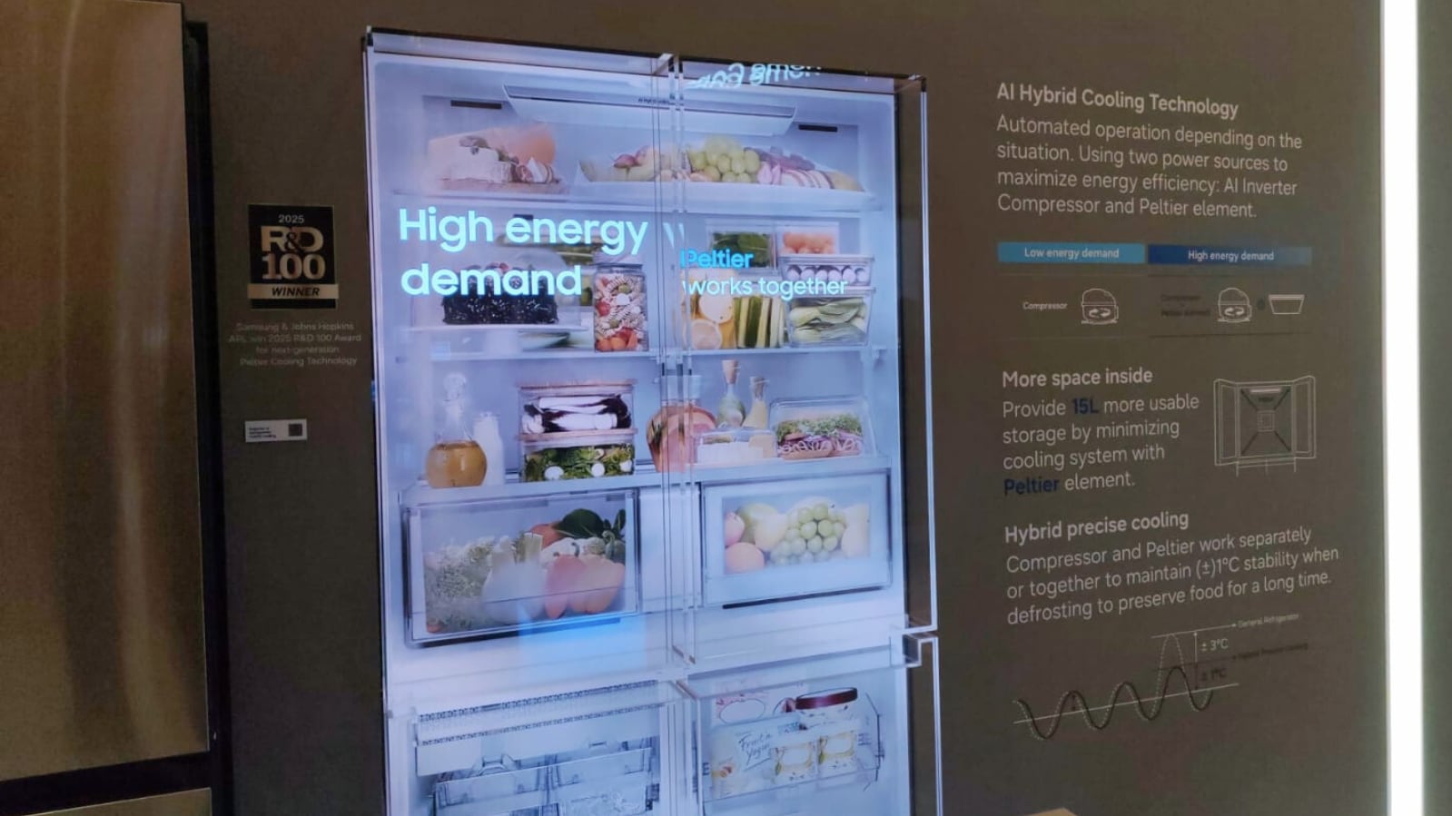 Refrigerador con una actualización a AI Vision integrada con Google Gemini. (Foto: Mía Ríos)