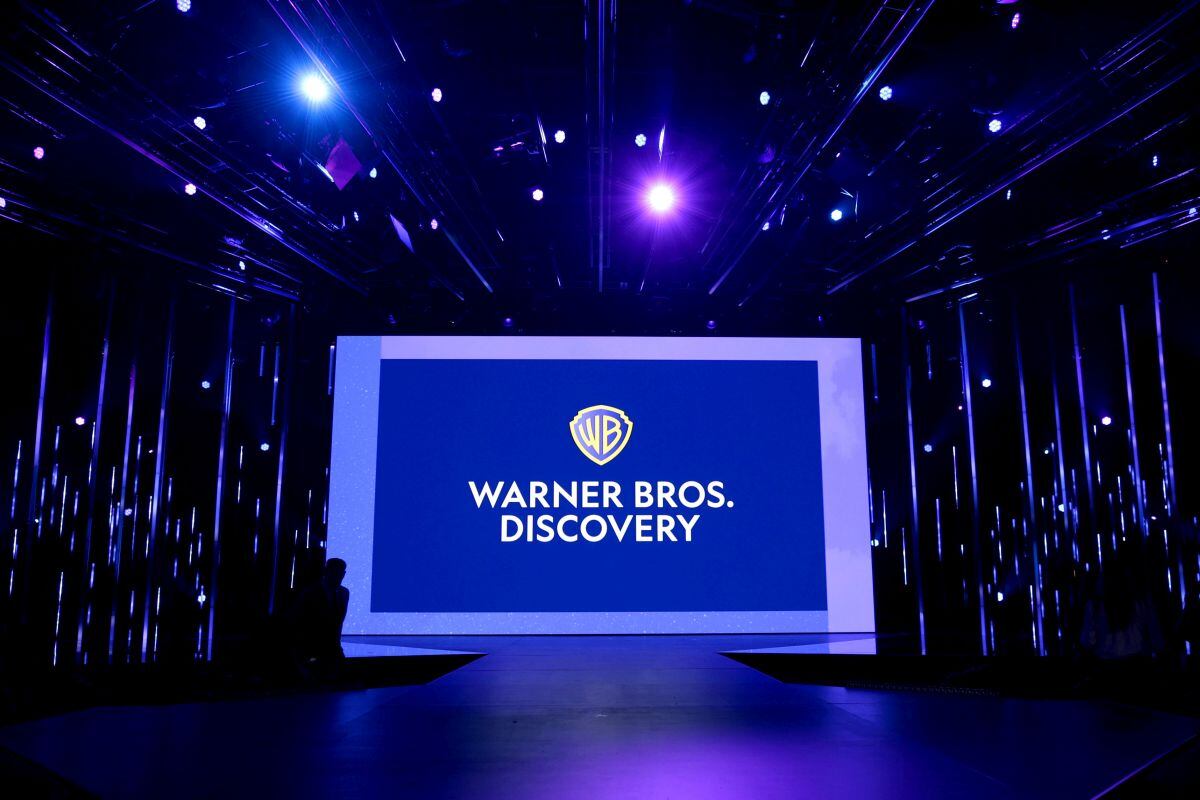 A view of the stage during a Warner Bros. Discovery Upfront show at Madison Square Garden in New York.