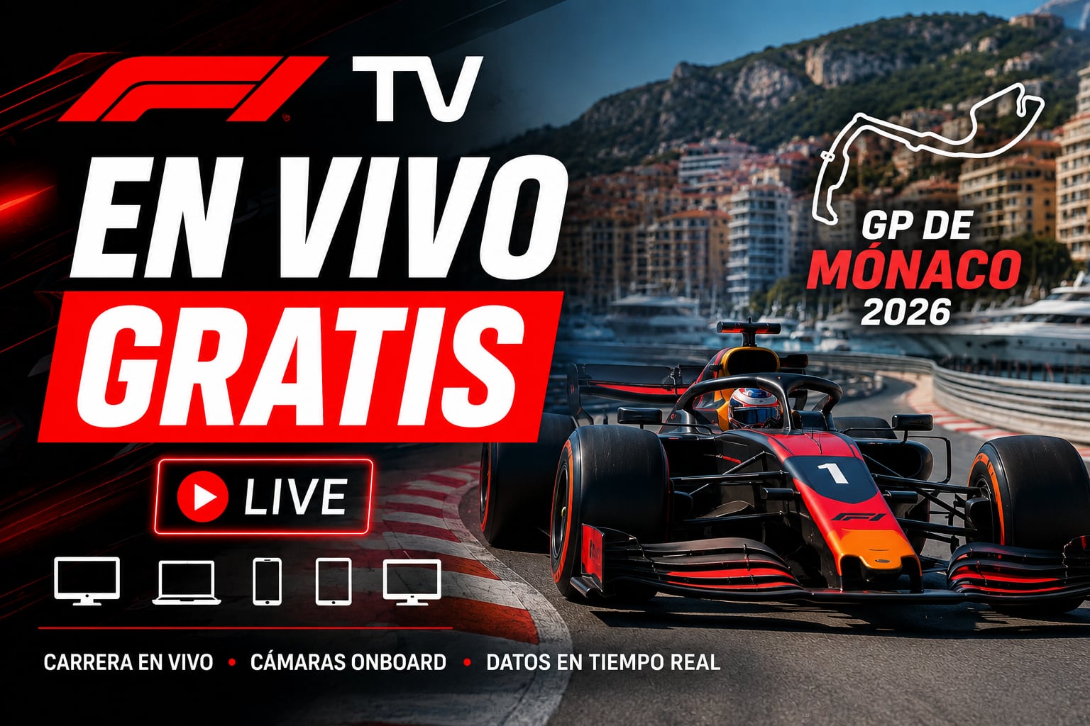 Los fanáticos de la Fórmula 1 podrán seguir toda la actividad del Gran Premio de Mónaco 2026 mediante F1 TV (Imagen hecha por Gestión con el apoyo de la IA Gemini)