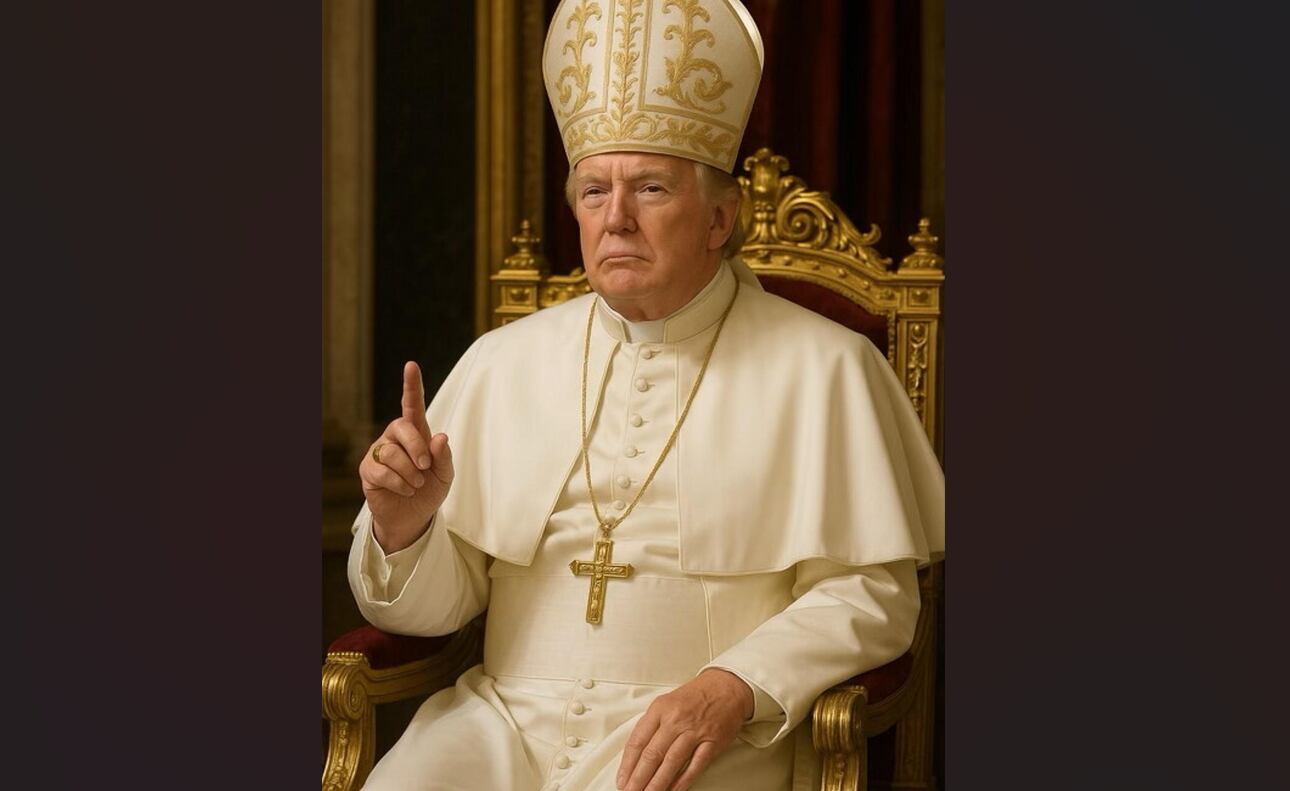 Imagen hecha con inteligencia artificial (IA) tomada de la cuenta oficial de la red social Truth Social @realDonaldTrump que muestra al presidente de Estados Unidos, Donald Trump. La imagen del gobernante estadounidense aparece mientras la Iglesia católica espera la celebración del cónclave que elegirá al nuevo pontífice, el próximo miércoles. EFE/ @realDonaldTrump