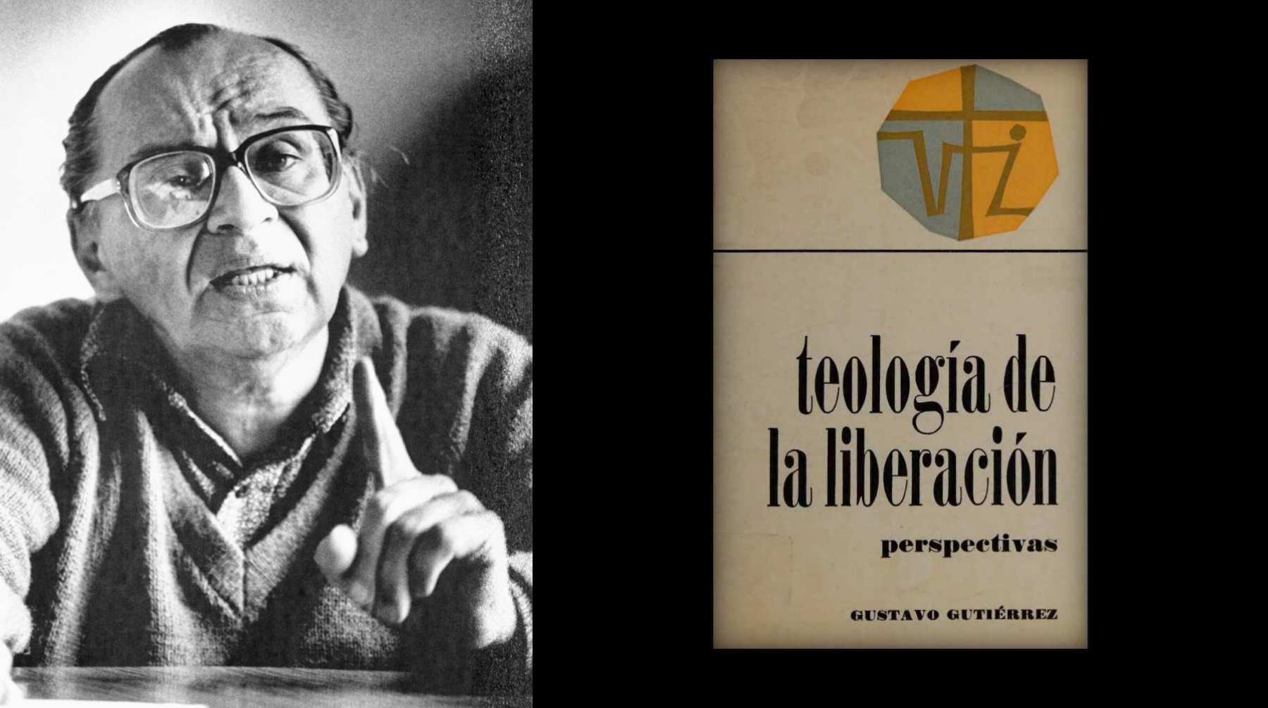 Gustavo Gutiérrez, sacerdote peruano, fotografiado en 1984. Al costado, una de las ediciones de su libro más famoso, "Teología de la liberación: perspectivas". Él falleció el 22 de octubre del 2024. (Foto: Getty)
