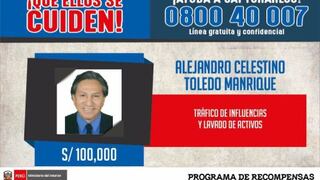 Mininter fija recompensa de S/ 100,000 por captura de Alejandro Toledo