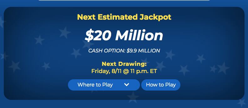 El premio mayor de Mega Millions para el viernes 11 de agosto es de 20 millones de dólares (Foto: Mega Millions)