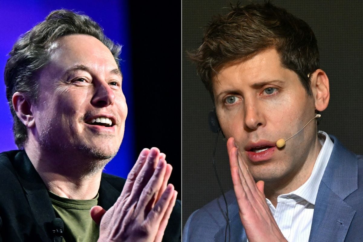 De aliados a enemigos. Elon Musk (I) y el director ejecutivo de OpenAI, Sam Altman (D). Las empresas de Musk, xAI y X, presentaron el 25 de agosto de 2025 una demanda antimonopolio en Estados Unidos contra Apple y OpenAI, alegando que los gigantes tecnológicos formaron una asociación ilegal para sofocar la competencia en los mercados de la inteligencia artificial y los teléfonos inteligentes.