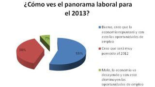 El 55% de los peruanos ve un mejor panorama laboral en el 2013